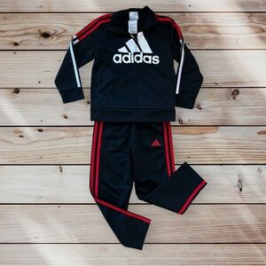 Adidas Black Red Tracksuit Set Jacket Pants Size 5